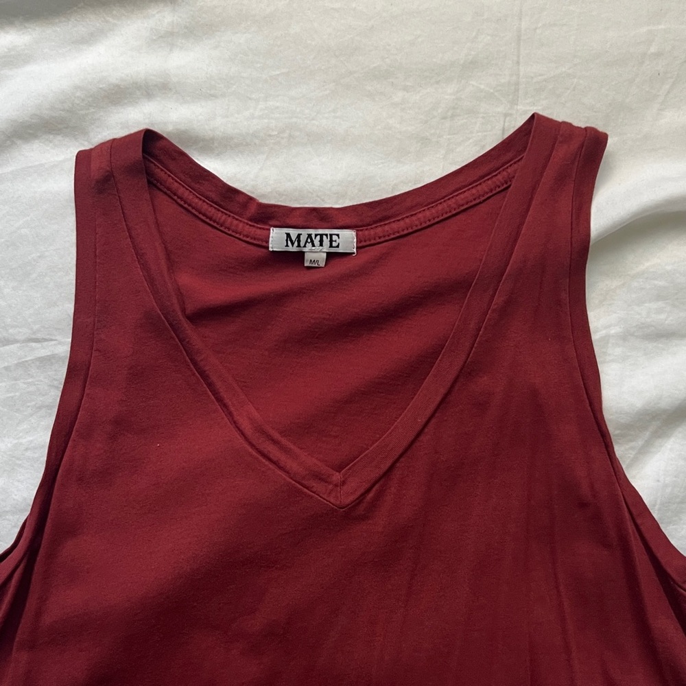 MATE the Label Burgundy V-Neck Tank Top- M/L